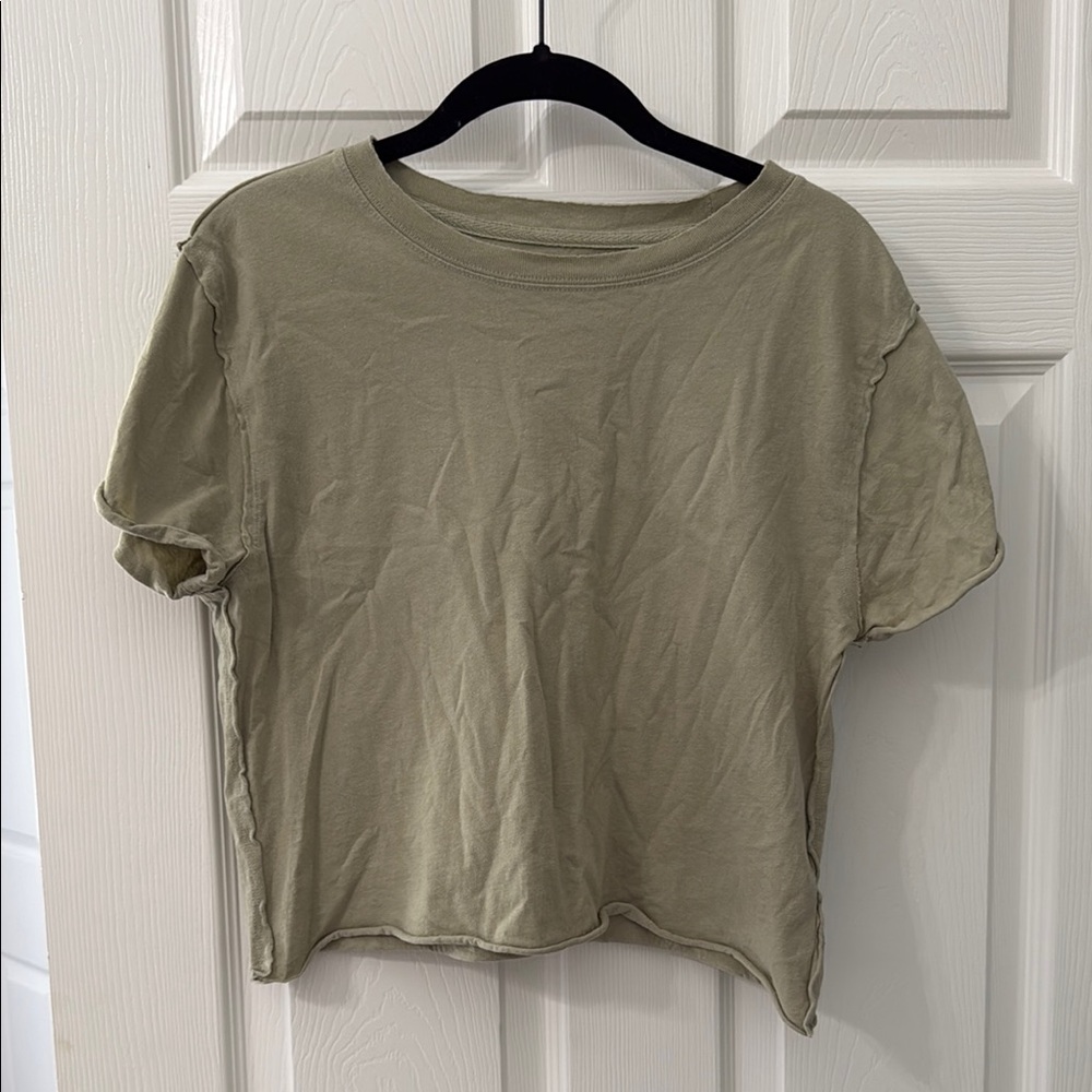We The Free Green Cropped Relaxed T-Shirt